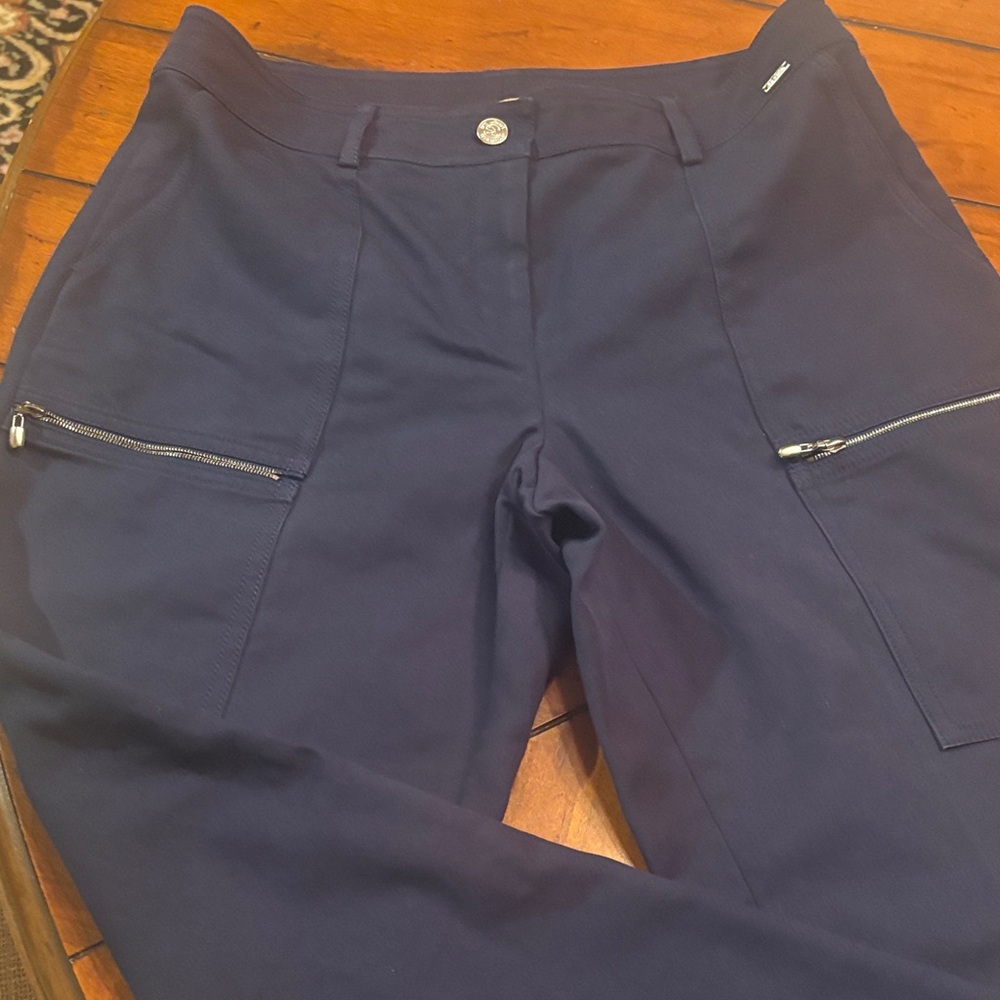 St John Navy Blue Pants with Zipper Pockets